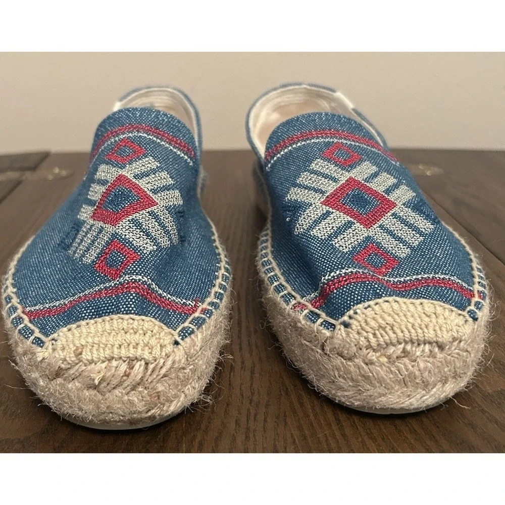 Soludos espadrilles blue canvas‎ shoes Southwestern embroidered Size 8.5 Women's